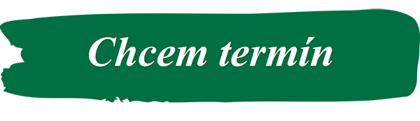 Logo: Zelená škvrna s nápisom Chcem termín